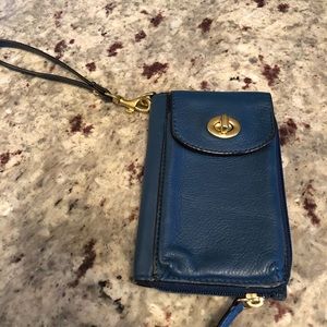 Teal coach media wristlet
